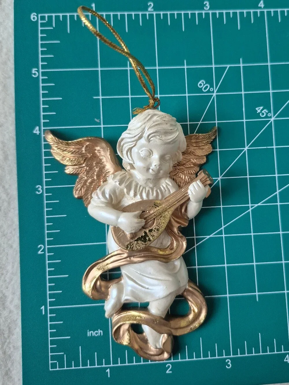 Vintage White and Gold Cherub Holiday Ornaments - Set of 6